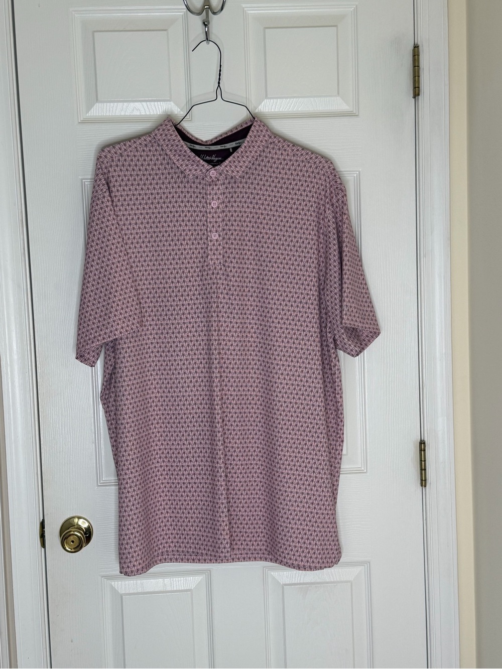 Walter Hagen Pink Geometric Short-Sleeve Polo